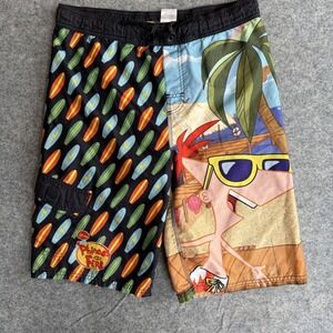Disney Board Shorts Boys 14-16 Phineas & Ferb Surf Swim Trunks Lined